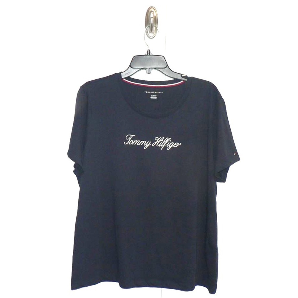 Tommy Hilfiger Women's Short Sleeve Crew Logo Cursive T-Shirt in Navy XLarge - Picture 5 of 8